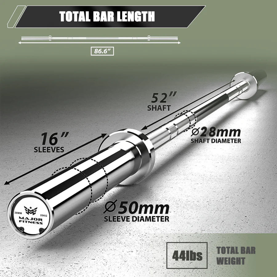 Major Fitness 7ft 20kg Home Gym Barbell SKU: 220OB2SR