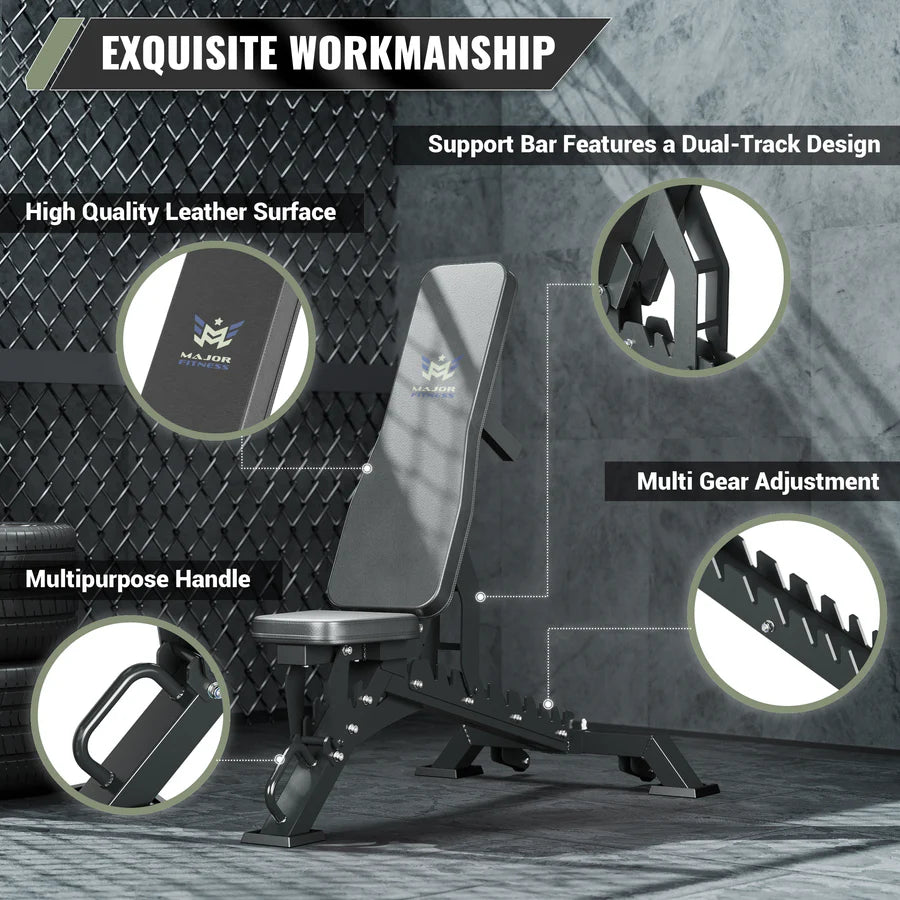 Major Fitness Adjustable Bench | 1300Lbs Capacity Weight Bench PLT01 SKU: PLT01BL