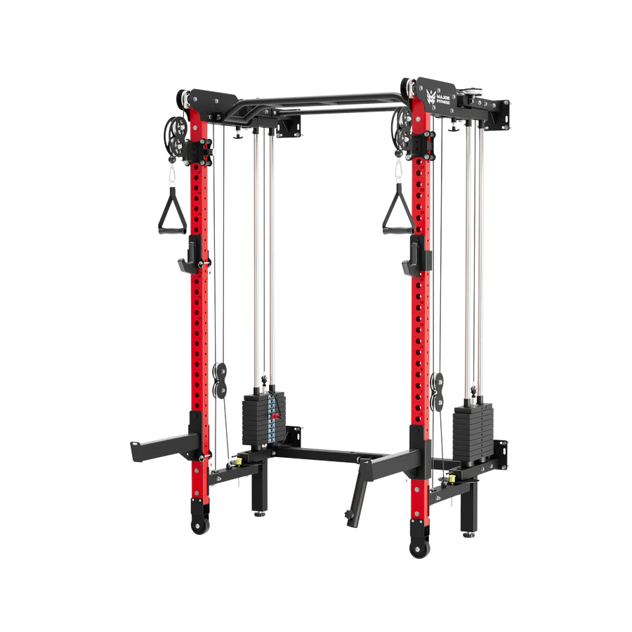 Major Fitness F35 Pro All-In-One Home Gym Wall-Mount Folding Power Rack  SKU:F35PRO-RD-V1