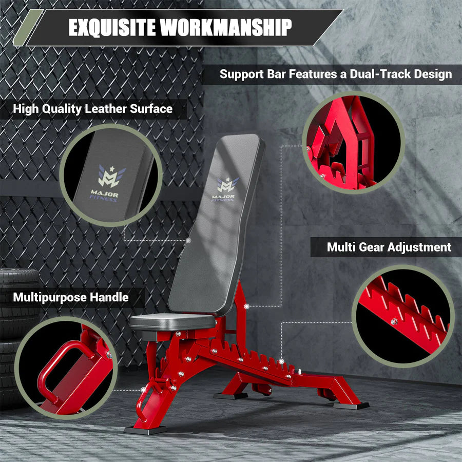 Major Fitness Adjustable Bench | 1300Lbs Capacity Weight Bench PLT01 SKU: PLT01RDS